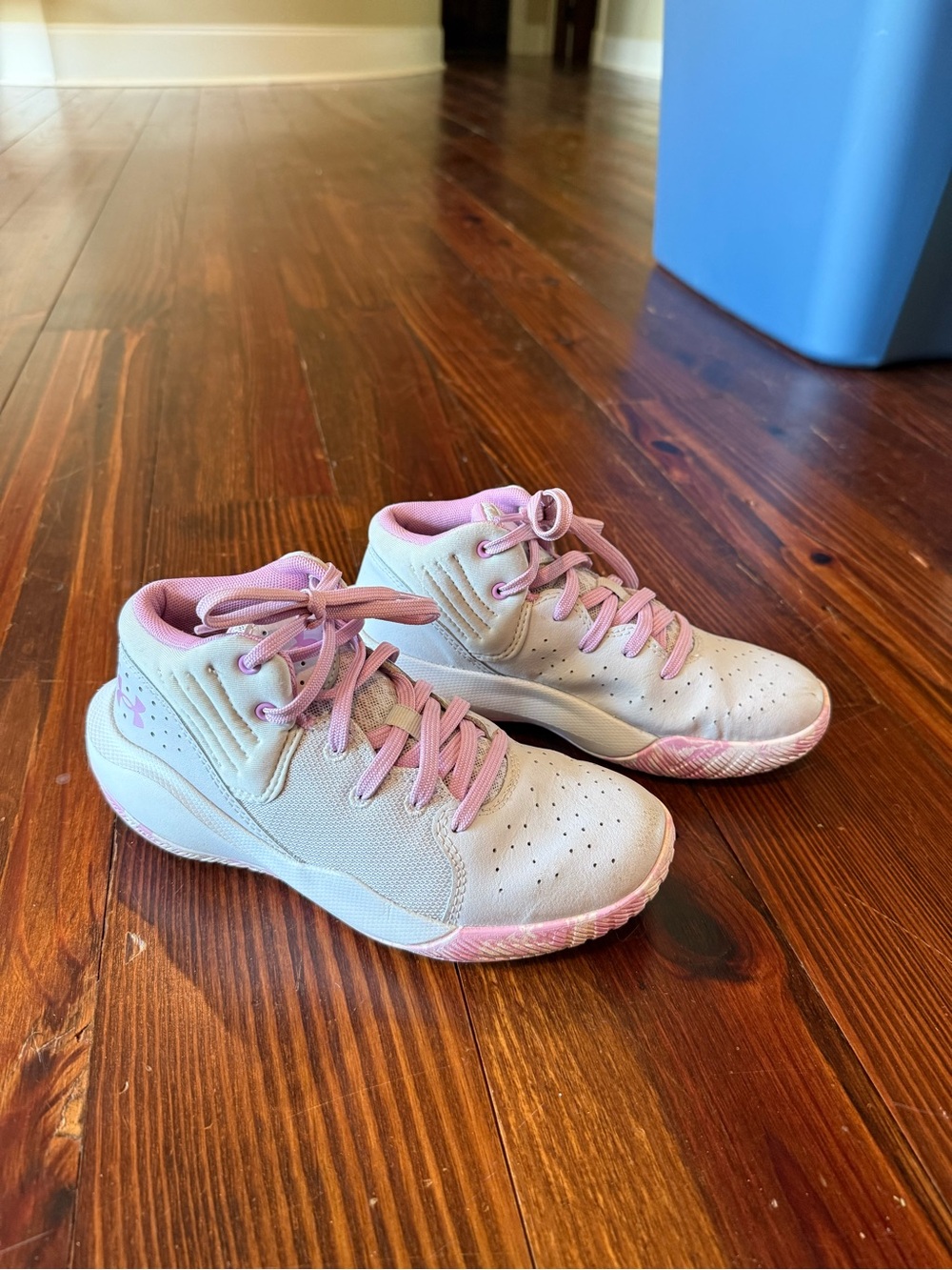 Girls Grey and Pink High Top Sneakers